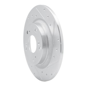 Honda S2000 Brake Rotor (1) - Rear Right - R1 Concepts - Drilled & Slotted - Silver - `00-`09